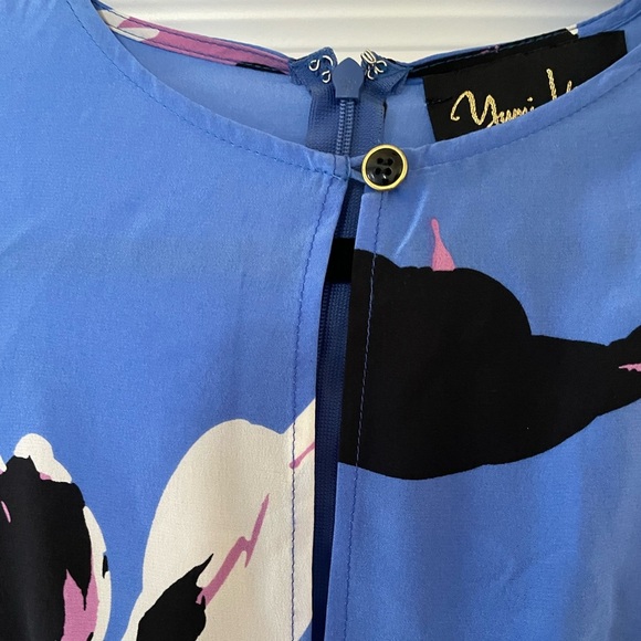 Yumi Kim Floral Silk Dress, blue/black/purple/white, petite XS - Picture 4 of 9